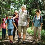 Randonnée en famille dans une forêt